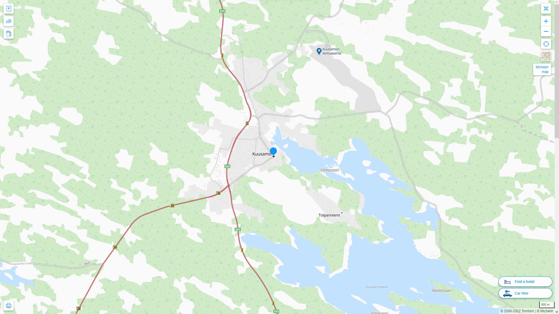 Kuusamo Finlande Autoroute et carte routiere